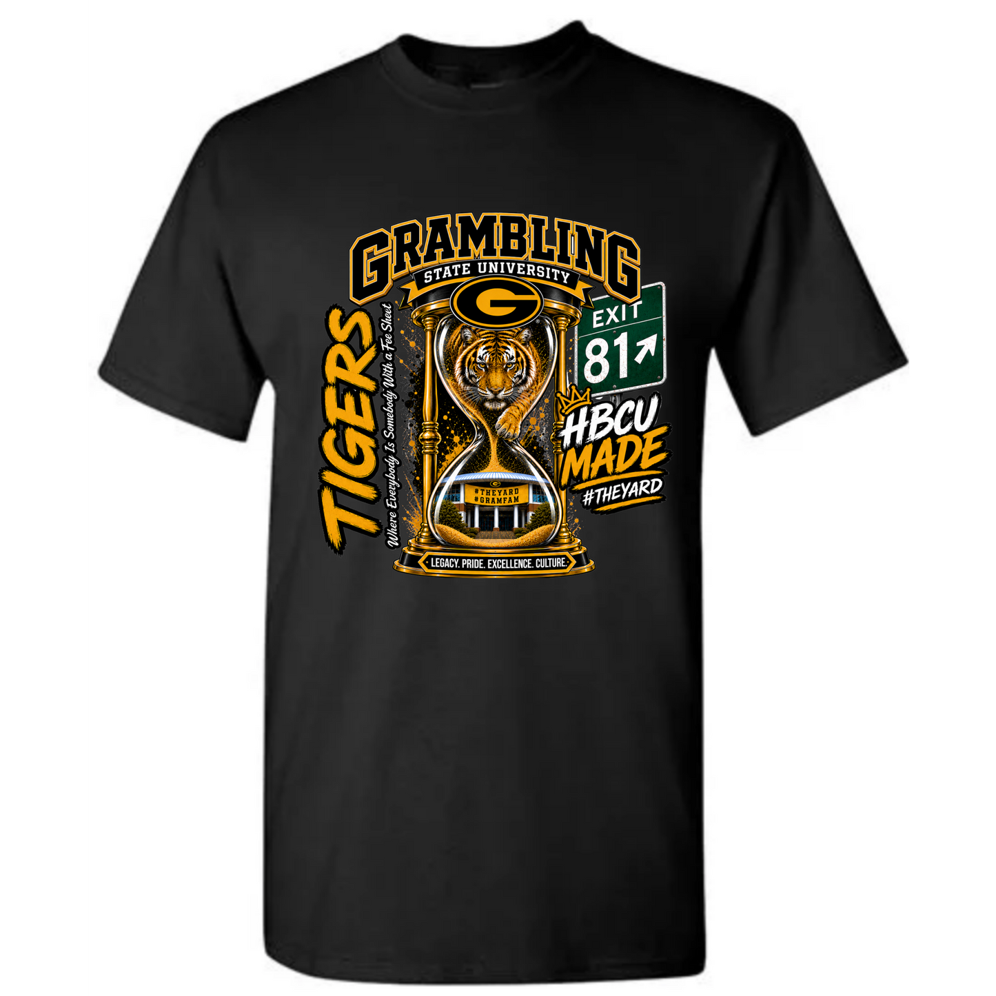 GRAMBLING STATE UNIVERSITY #THEYARD HOURGLASS TSHIRT