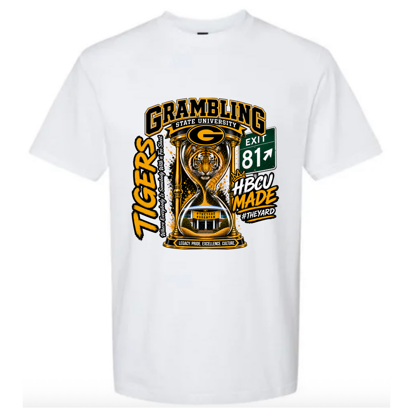 GRAMBLING STATE UNIVERSITY #THEYARD HOURGLASS TSHIRT
