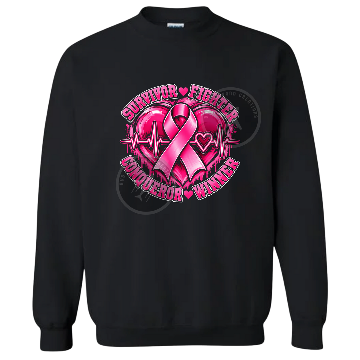 BREAST CANCER HEART CREWNECK & HOODIE