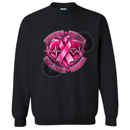 BREAST CANCER HEART CREWNECK & HOODIE